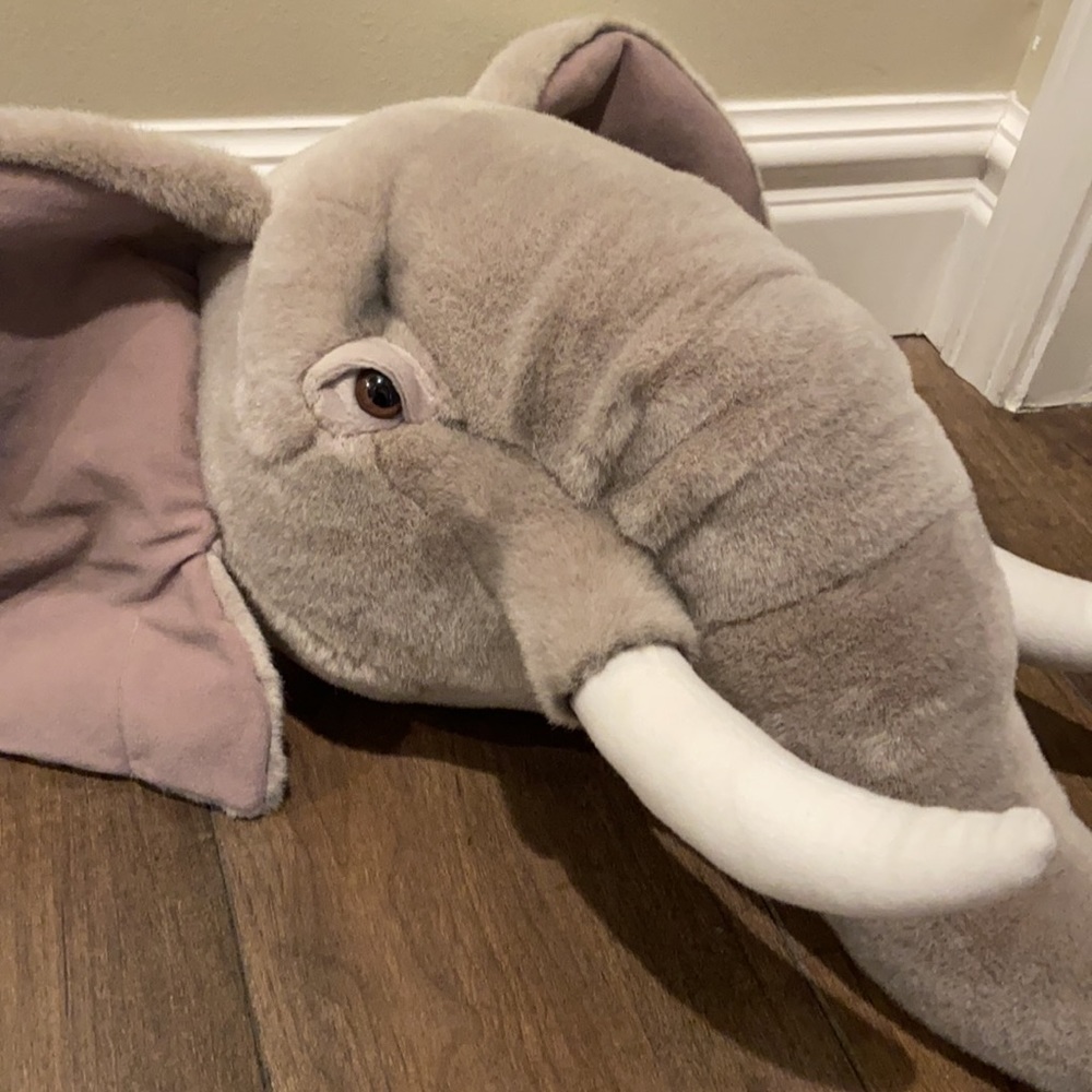 Plush Elephant Wall Decor - Gray and White - Picture 5 of 9